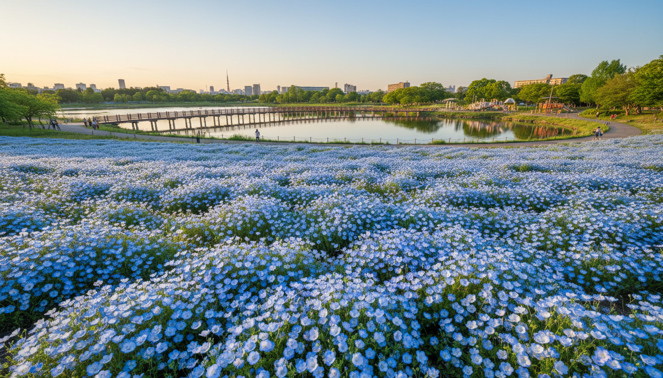足立区のネモフィラスポットは舎人公園