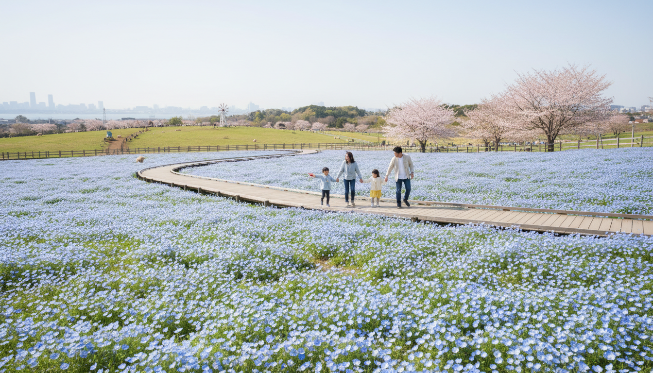 富津市のネモフィラ公園は「マザー牧場」