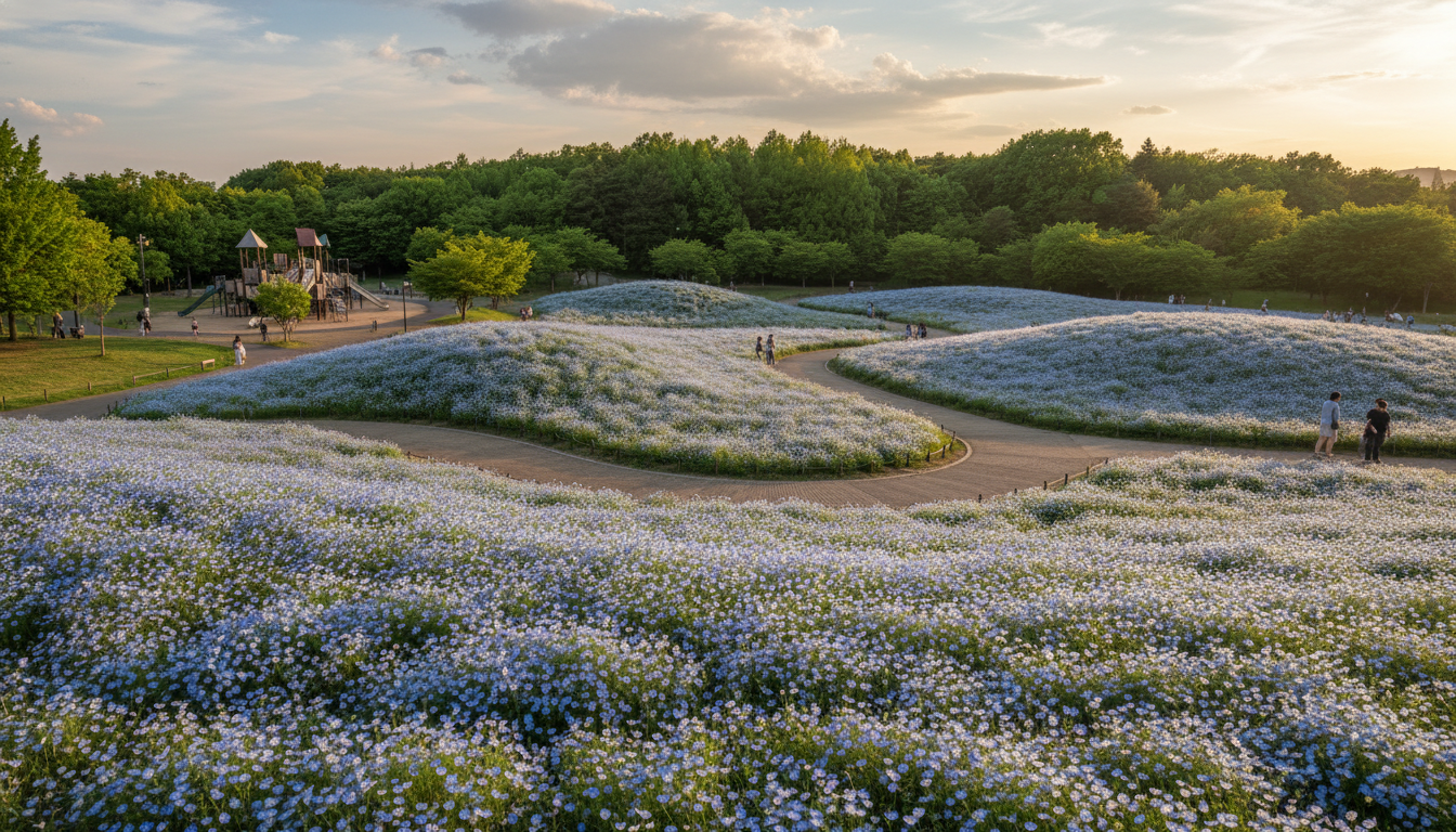 滑川町のネモフィラ公園は国営武蔵丘陵森林公園