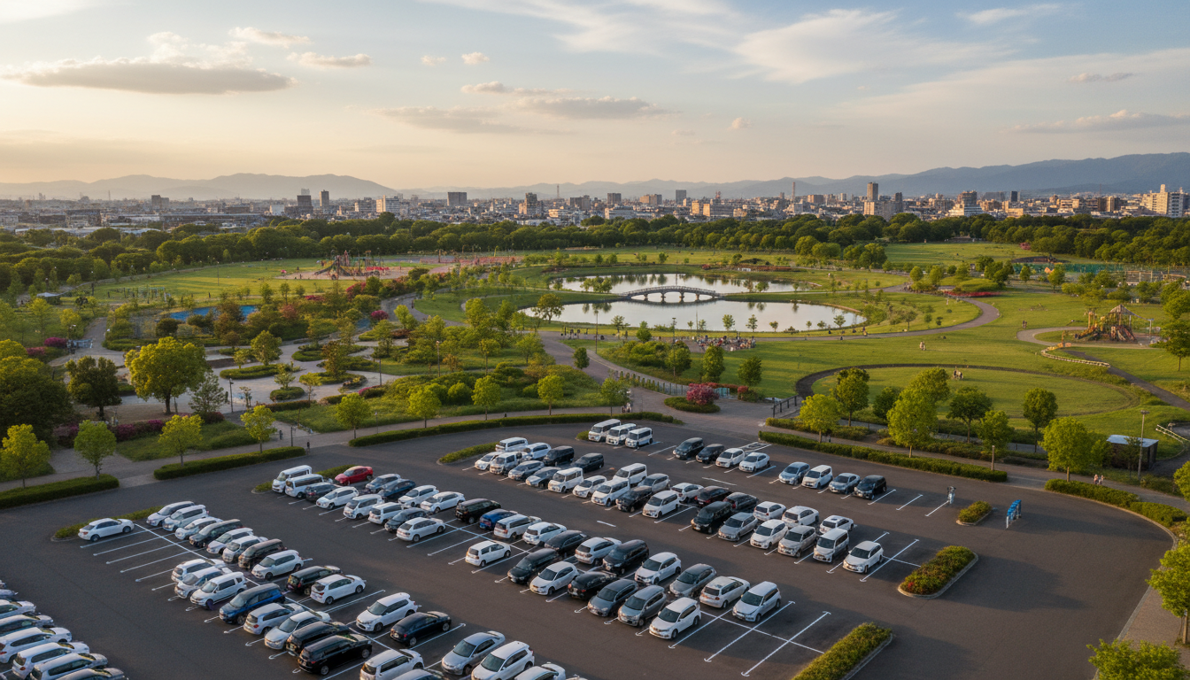 駐車場が広くて便利な大型公園