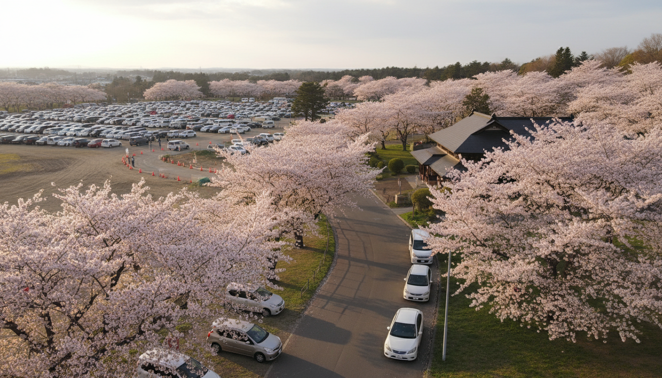 函館公園の駐車場は園内にあるが一般車用は限定的