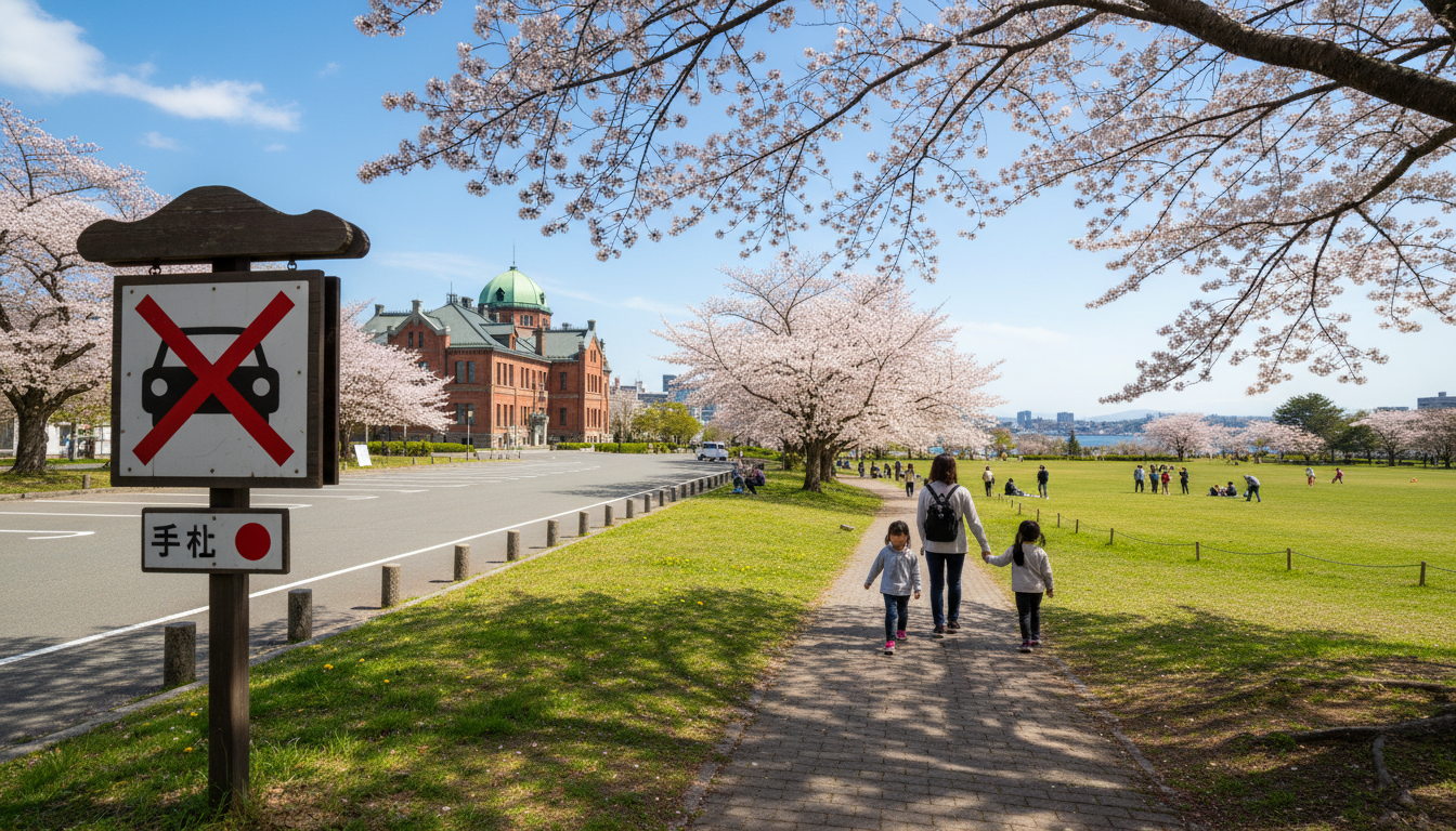 函館公園の駐車場は一般利用不可